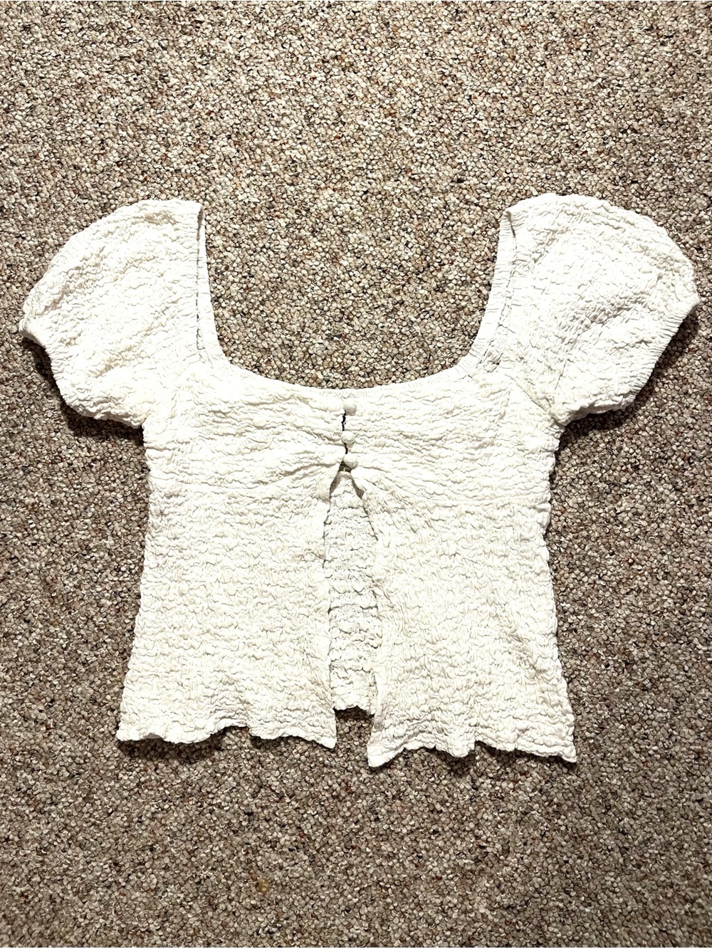 Princess Polly White Smocked Puff Sleeve Crop Top